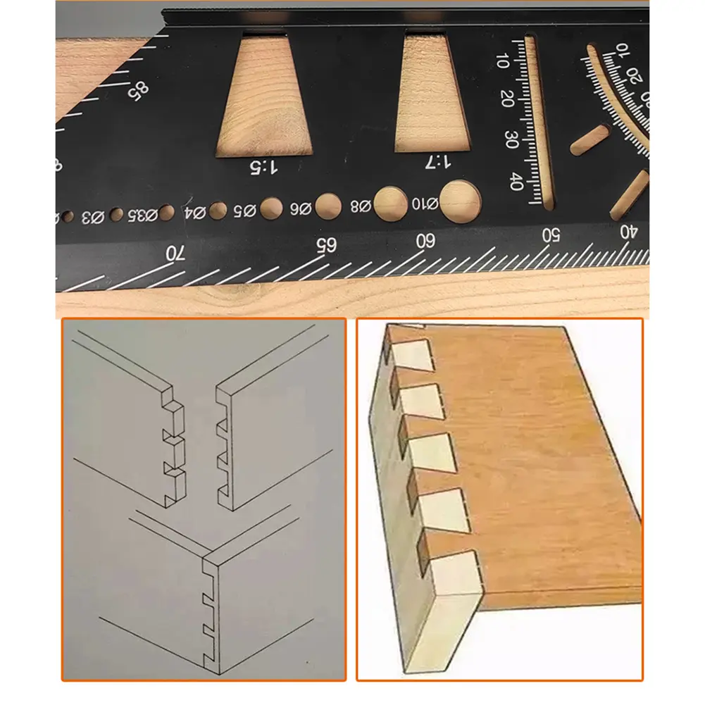 Aluminum Alloy Woodworking Scriber Wood Joints Gauge Dovetail Marking Guide Tool