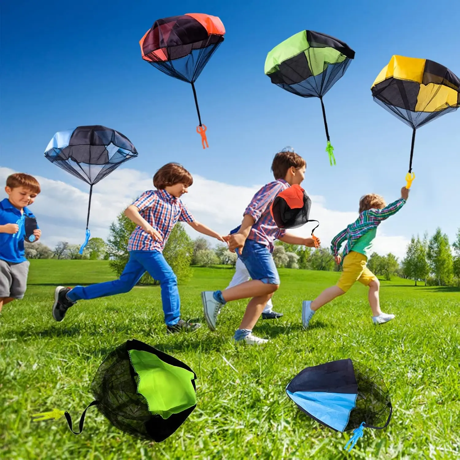 2/4/6/12Parachute Figures Hand Throw Toy Throwing Army Toy Outdoor Children's Toss It Up Flying Toys Unique Boy Girl Easter Gift