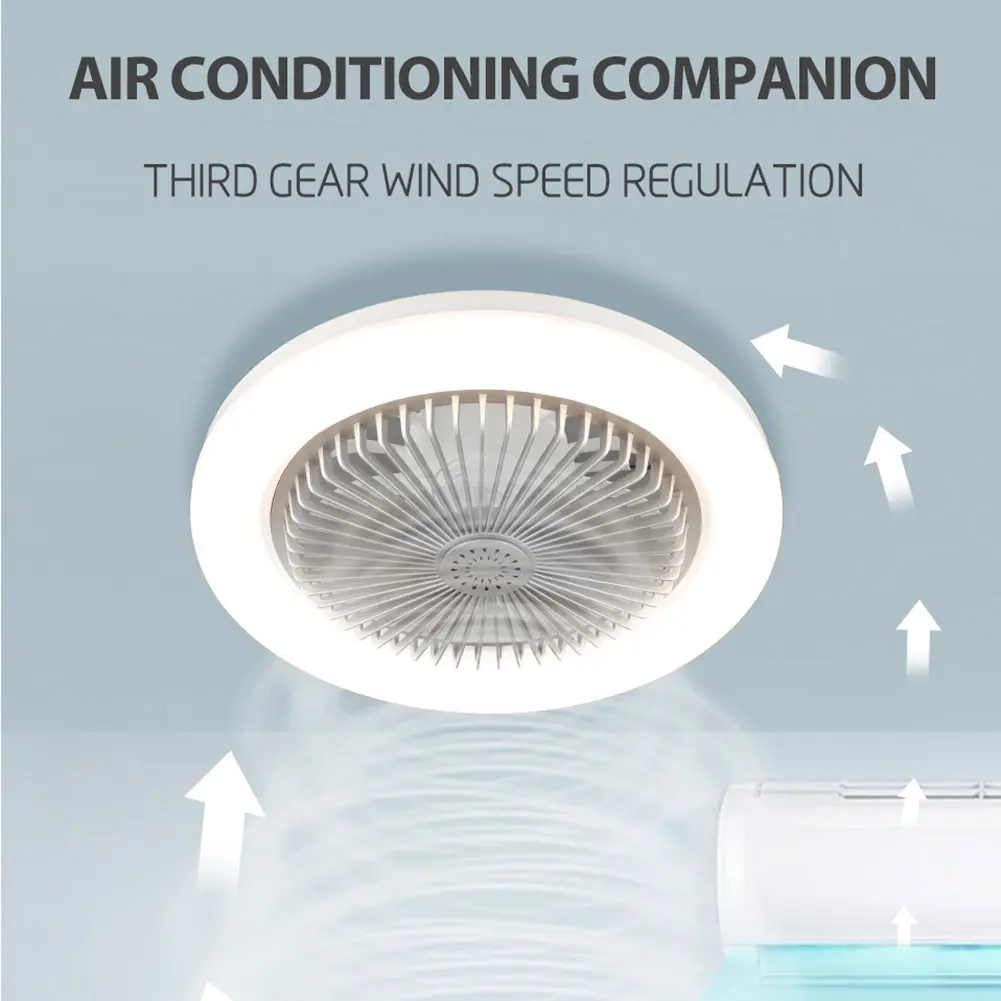 Upgraded Ceiling Fans with LED Lights E27 Socket Silent Ceiling Fan Light 3Color Dimmable Hanging Electric Fan w/ Remote Control
