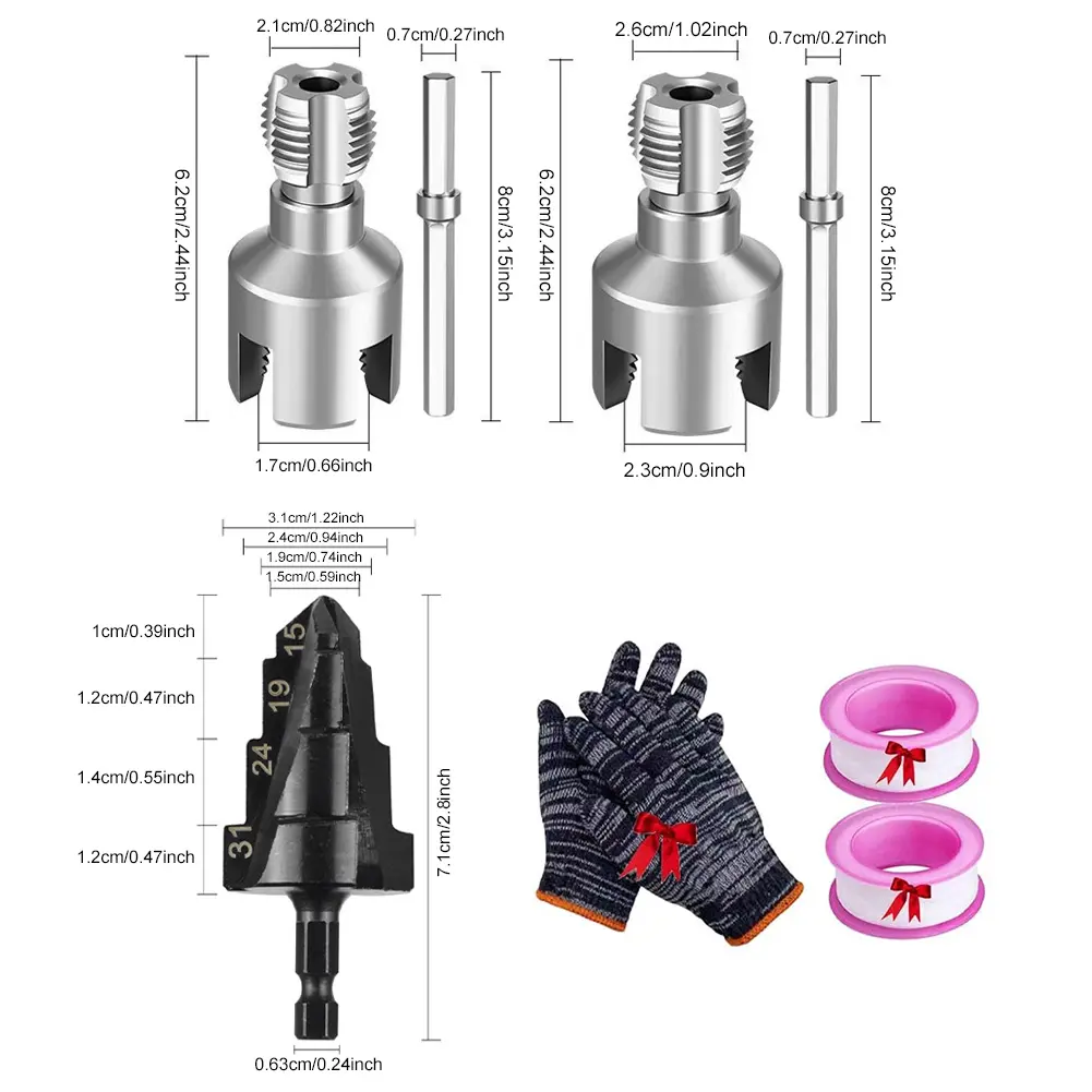 Internal & External Pipe Threading Tool 1/2 & 3/4 in Integrated Thread Cutting Tool Pipe Thread Maker Tool for PPR PVC MPP Pipes
