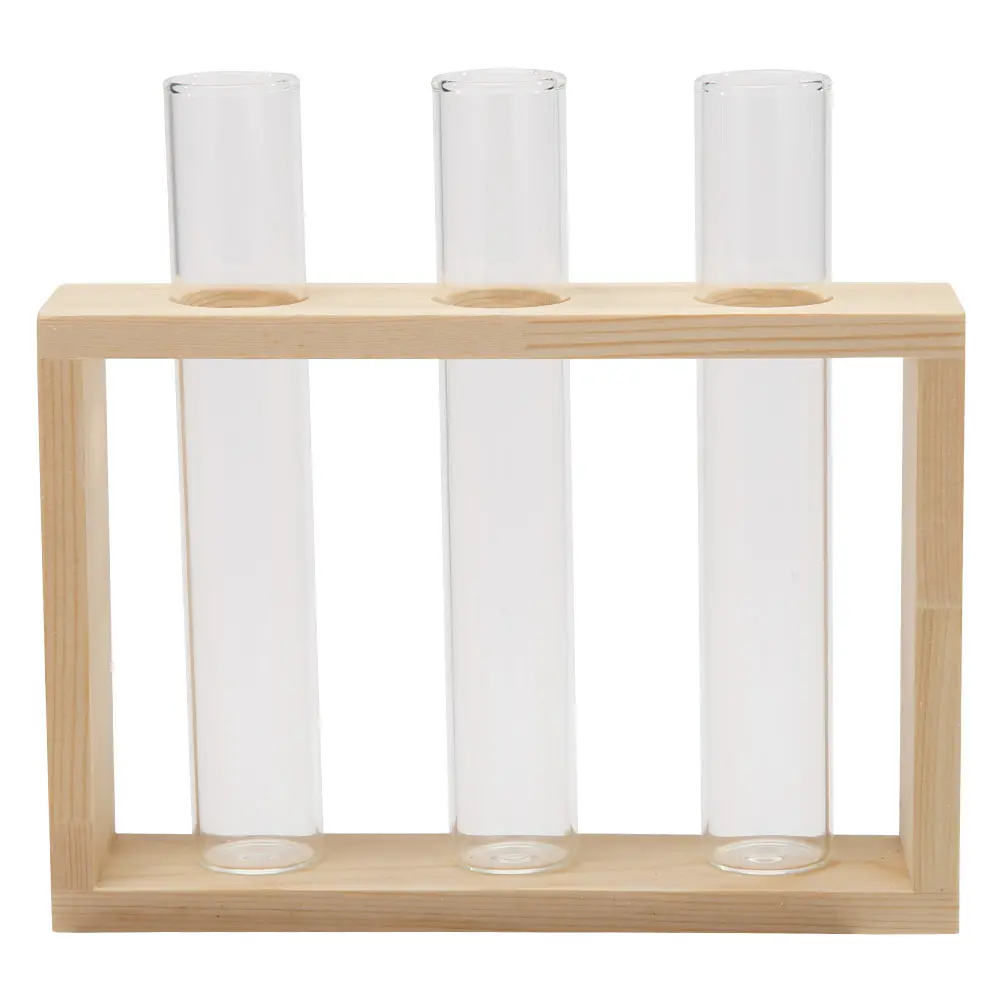 Transparent Glass Vase Bonsai Wood Frame Iron Desktop Ornament for Household Living Rooms Office Creative Ornaments