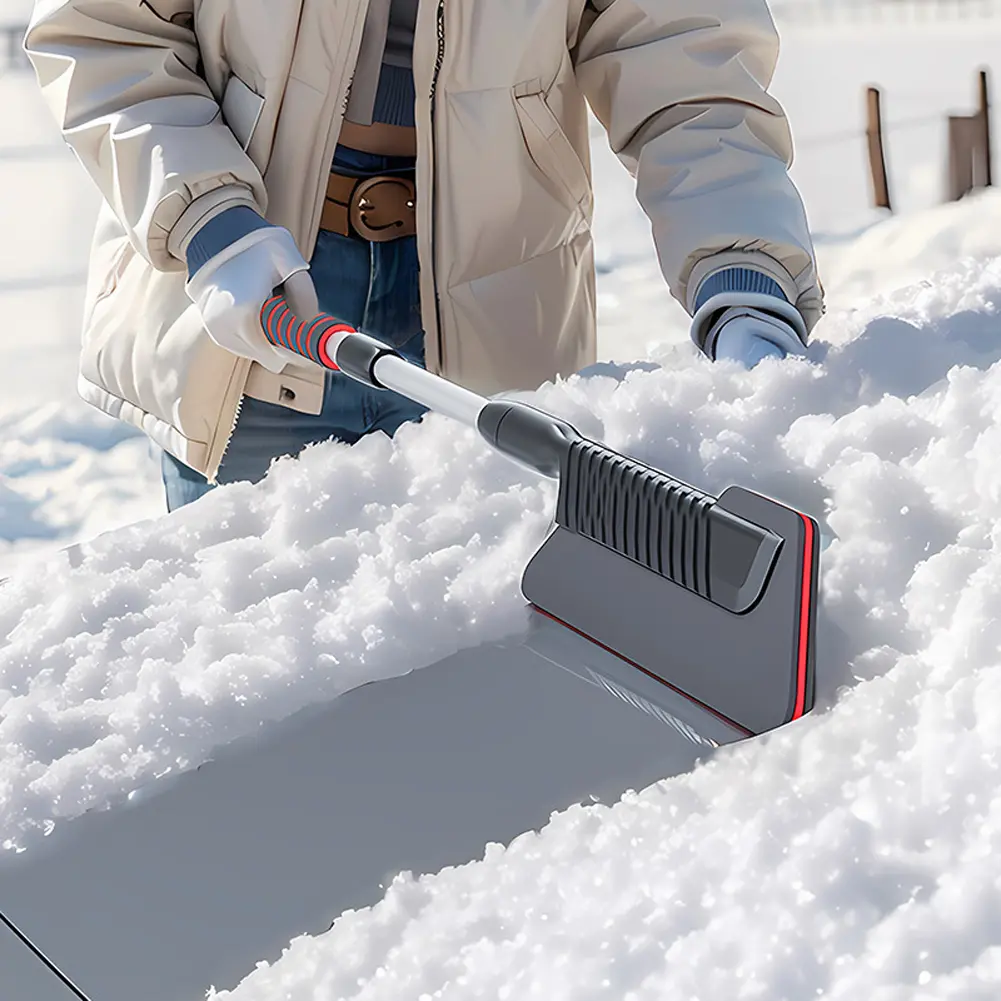 3 In 1 Extendable Ice Scraper with Foam Handle Front Windshield Ice Scraping Defrost Broom Universal for Car Vehicle Snowmobiles