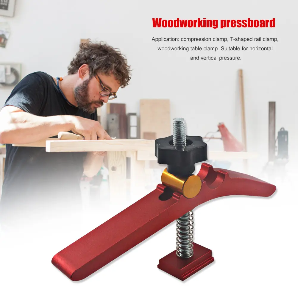 T-Track Hold Down Clamp T Slot Clamp M8 T Screw Aluminum Alloy Quick Acting Hold Down Clamp Metal Fixed Clamp Woodworking Tool