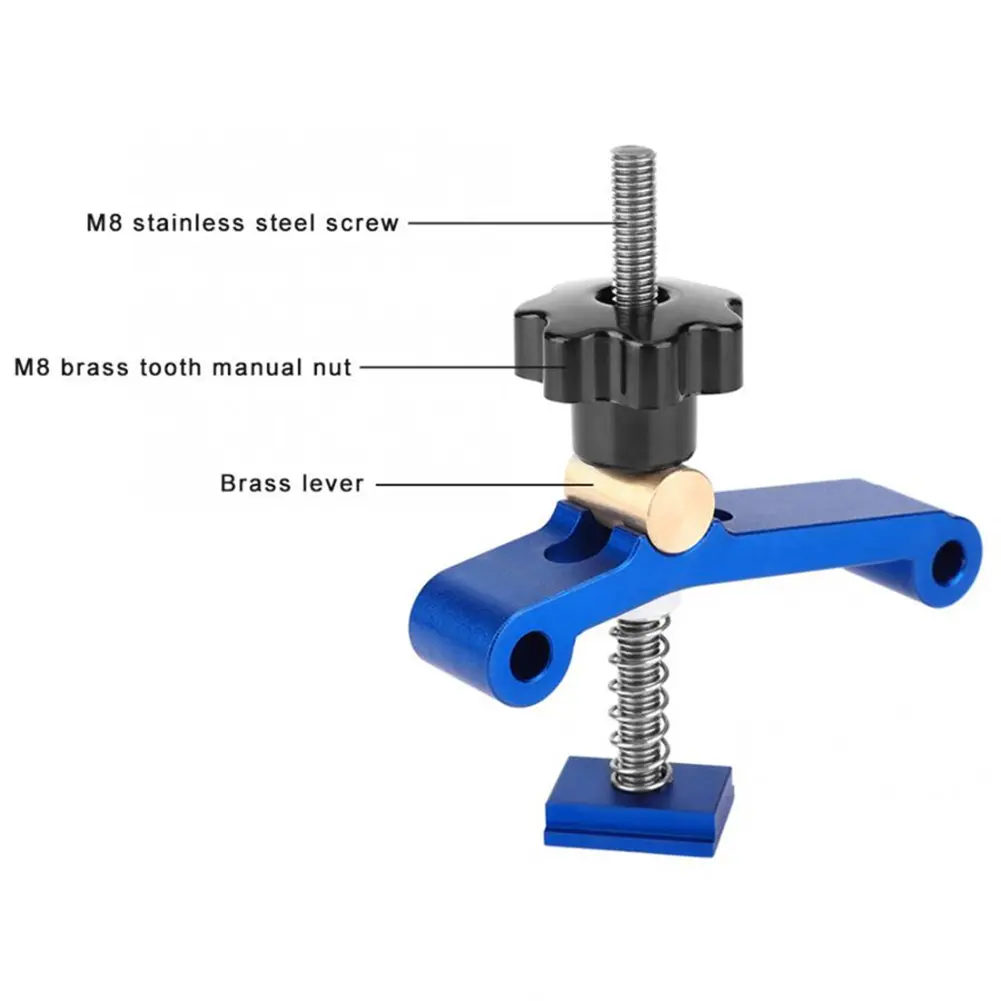 T-Track Hold Down Clamp T Slot Clamp M8 T Screw Aluminum Alloy Quick Acting Hold Down Clamp Metal Fixed Clamp Woodworking Tool