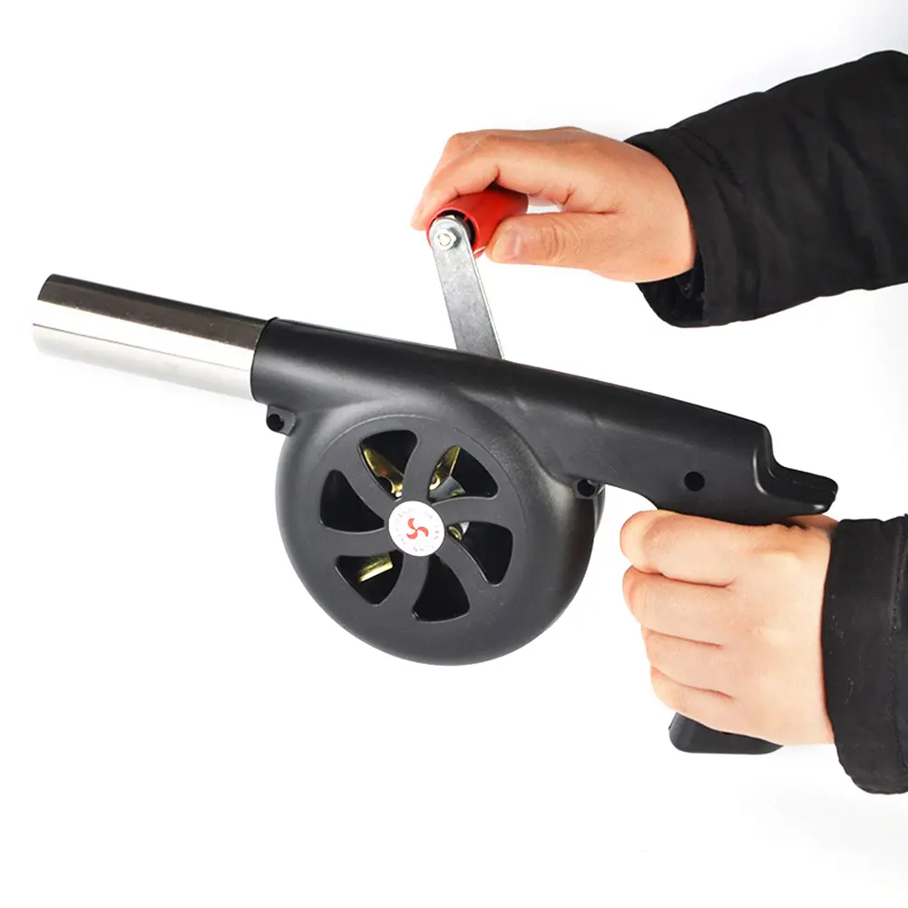Barbecue Air Blower Handheld BBQ Grill Fire Bellows Manual Air Grill Blower Hand Crank Heat Insulation Kitchen Gadgets Tool