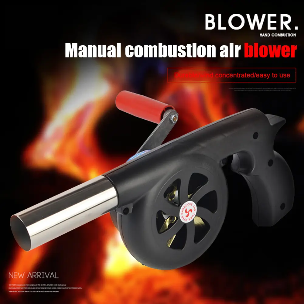 Barbecue Air Blower Handheld BBQ Grill Fire Bellows Manual Air Grill Blower Hand Crank Heat Insulation Kitchen Gadgets Tool