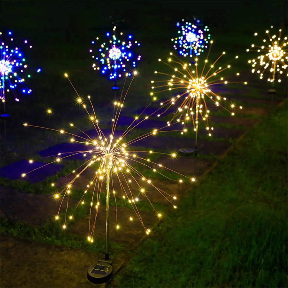 2Pcs Outdoor Solar Fairy Lights Garden Fairy Light Waterproof Solar Starburst Lights for Yard Patio Pathway Lawn Flowerbed Decor