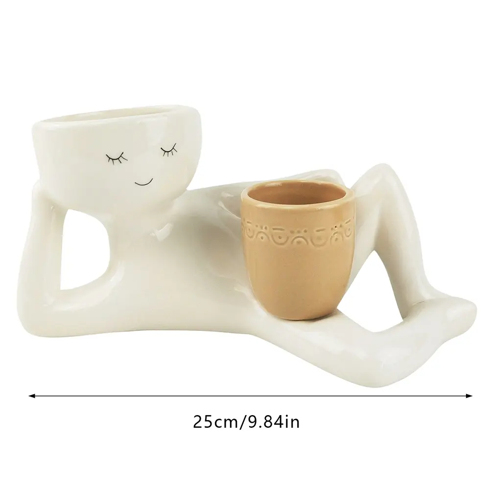 Fun Lazy Guy Planter Pot with Drainage Hole Creative Lying Down Figure Flower Pot Resin Funny Succulent Pot For Succulent Cactus