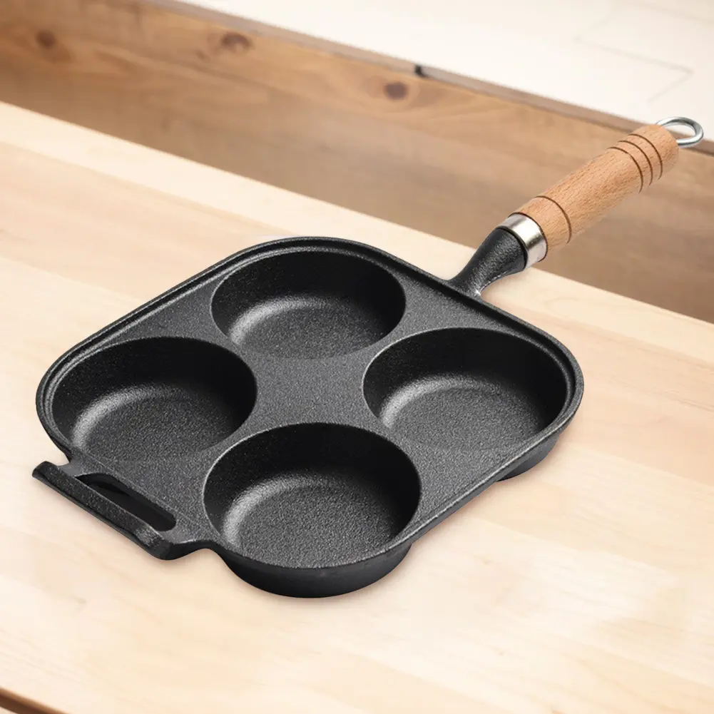 4 Hole Egg Pancake Steak Pan Heart-Shaped Non-Stick Breakfast Grill Cooking Pot Egg Frying Pan Pancake Pan Egg Burger Ham Pan