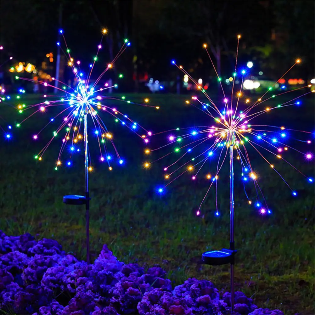 2Pcs Outdoor Solar Fairy Lights Garden Fairy Light Waterproof Solar Starburst Lights for Yard Patio Pathway Lawn Flowerbed Decor
