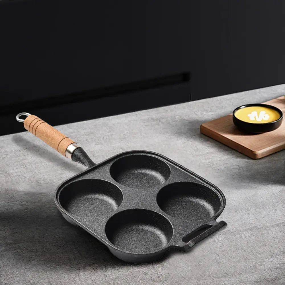 4 Hole Egg Pancake Steak Pan Heart-Shaped Non-Stick Breakfast Grill Cooking Pot Egg Frying Pan Pancake Pan Egg Burger Ham Pan