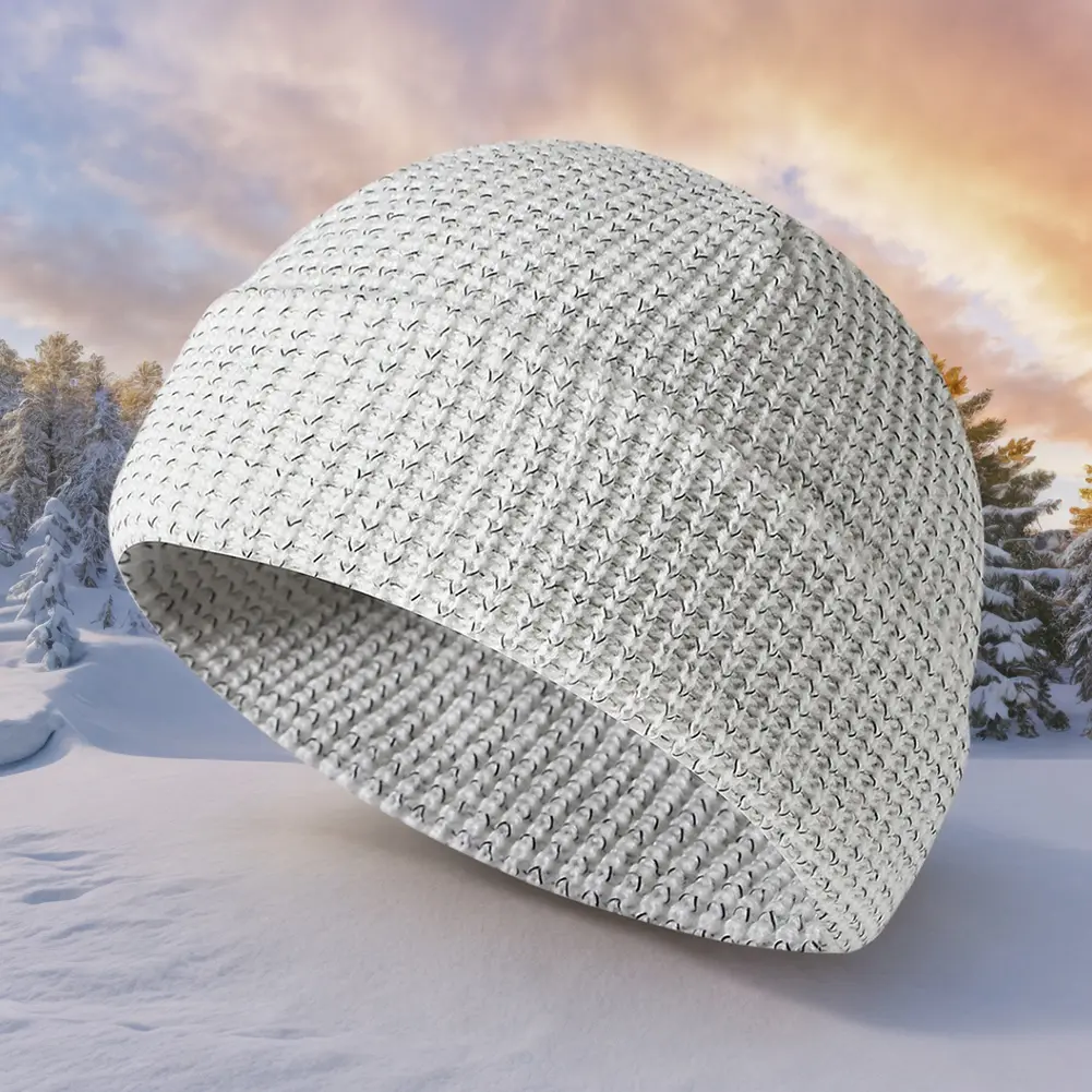 Unisex Winter Reflective Beanies High Visibility Knitted Warm Hat Noctilucent Reflective Knit Hat for Winter Night Walks