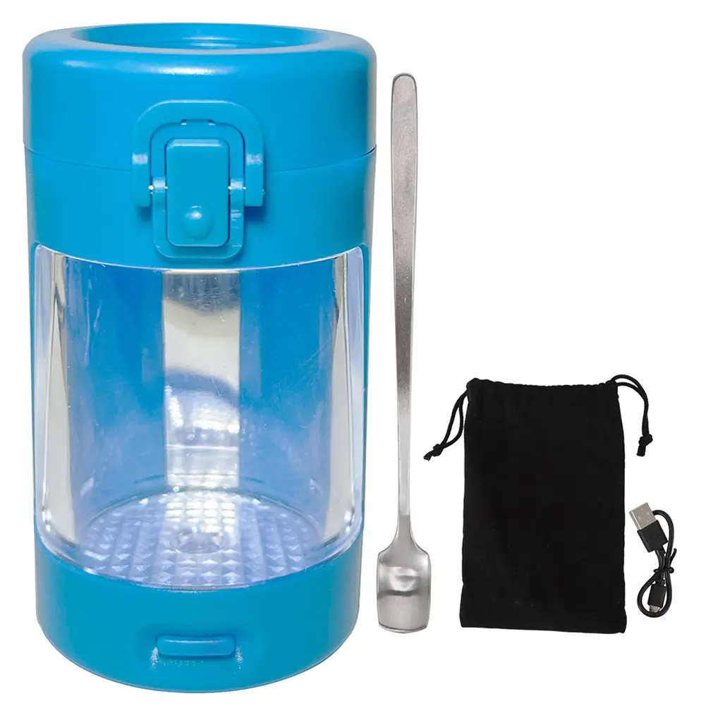 LED Portable Glass Glowjar & Magnifying Lid Tobacco Glass Seal Storage Bottle for Tobacco Herbs Spices Coffee Tea & More