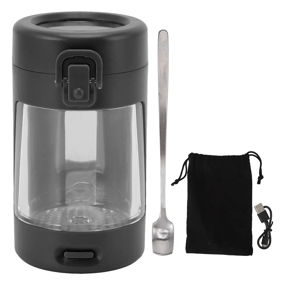 LED Portable Glass Glowjar & Magnifying Lid Tobacco Glass Seal Storage Bottle for Tobacco Herbs Spices Coffee Tea & More