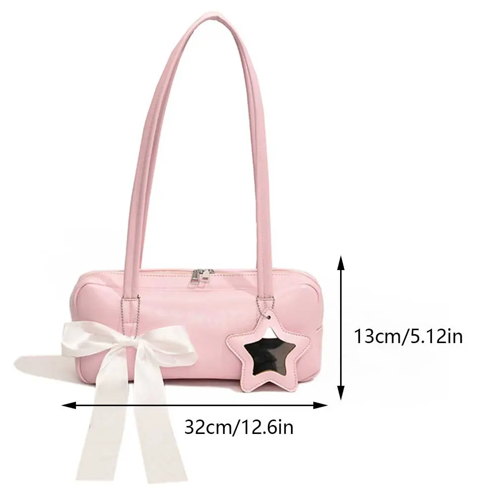 Women Casual Tote Handbag with Star Pendant Leisure Armpit Handbag PU Leather Fashion Shoulder Purse Girls Outdoor Daily Bag