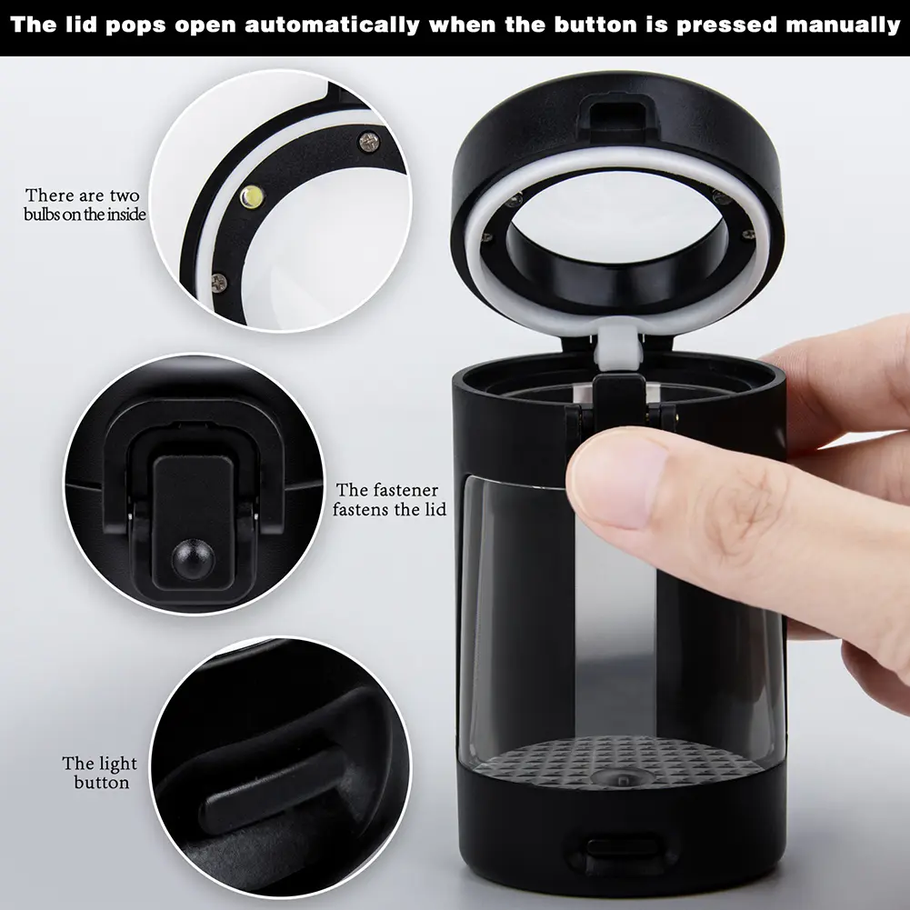 LED Portable Glass Glowjar & Magnifying Lid Tobacco Glass Seal Storage Bottle for Tobacco Herbs Spices Coffee Tea & More