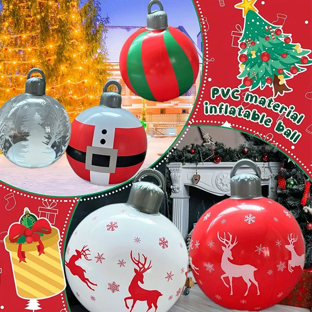 40cm Inflatable Christmas Ball Outdoor Christmas Decorations Christmas Decorations Ball for Holiday Party Indoor Outdoor Decor
