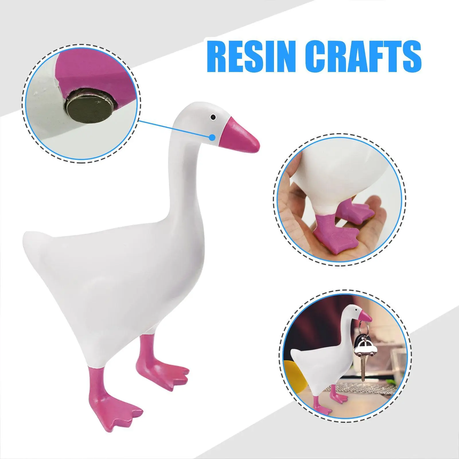 Magnetic Goose Figure Model Multifunctional Animal Storage Rack Creative Cartoon Duck Figurine for Keys Glasses Bells