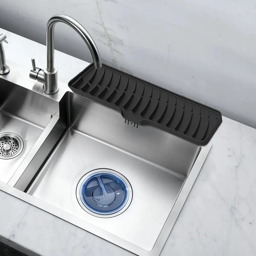 Silicone Faucet Mat for Kitchen Sink Silicone Drip Mat Non-Slip Drainage Mat Drip Protection Pads Kitchen Sink Splash Guard