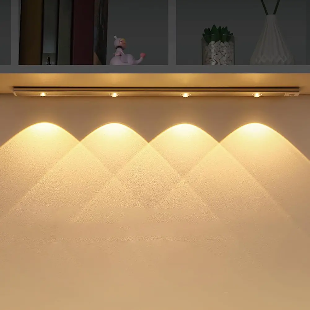 Under Cabinet Light LED Motion Sensor Light 3 Color Dimmable Rechargeable Closet Light Dimming Hill Light for Stairway Corridor
