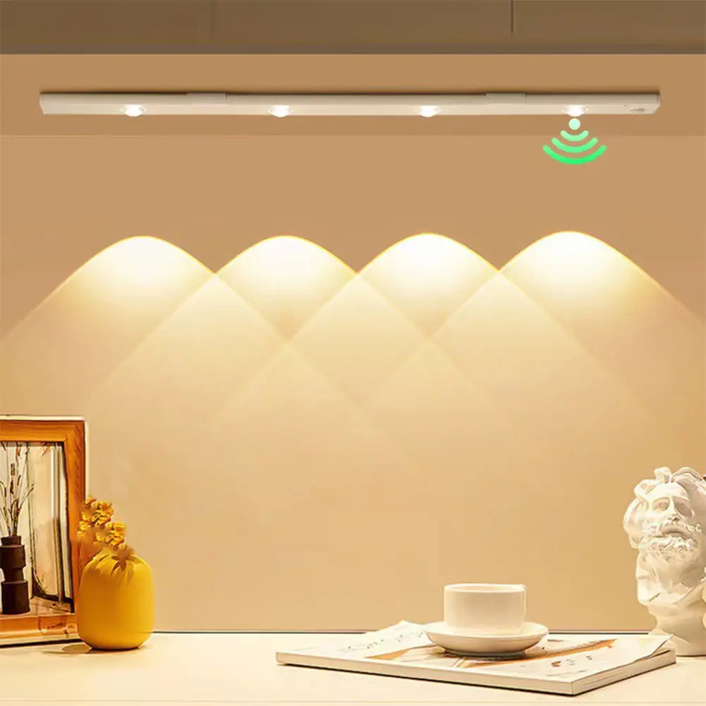 Under Cabinet Light LED Motion Sensor Light 3 Color Dimmable Rechargeable Closet Light Dimming Hill Light for Stairway Corridor