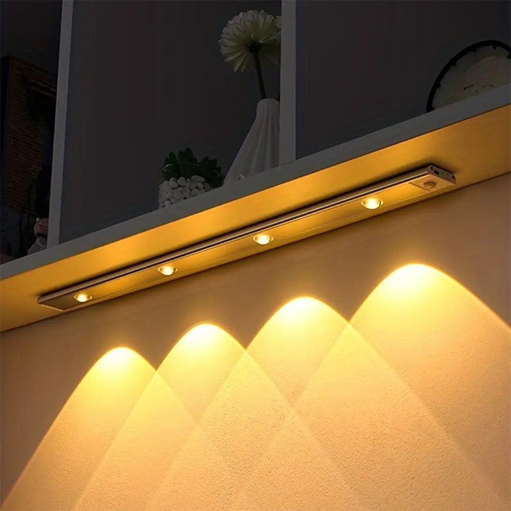 Under Cabinet Light LED Motion Sensor Light 3 Color Dimmable Rechargeable Closet Light Dimming Hill Light for Stairway Corridor