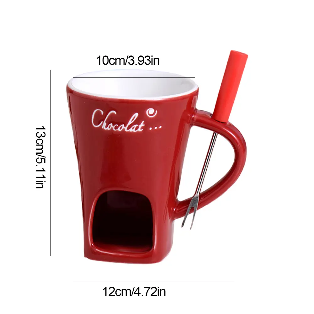 Ceramic Mug Candle Cup with Fork Heating Food Ceramic Mug with Fork Creative Coffee Mug Tableware Set for Birthday Wedding Gifts