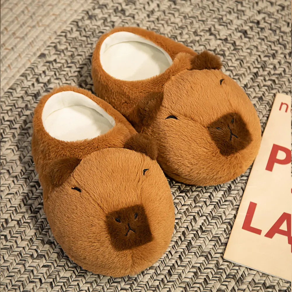 Women Cute Capybara Slippers Anti-Skid Capybara Animal Slippers Soft Cartoon Capybara Slippers Comfortable Indoor Home Slippers
