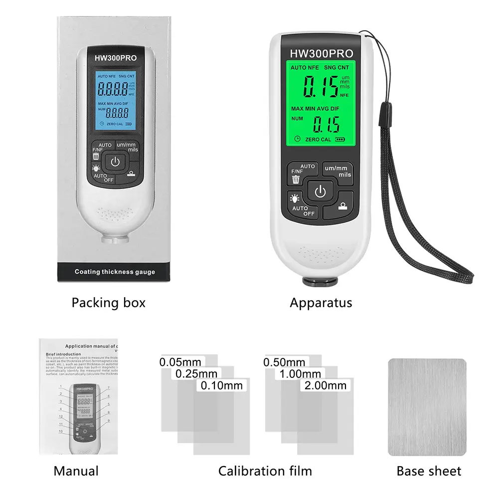 0-2000um Coating Thickness Gauge Digital Display Car Paint Thickness Tester Manual Paint Tools for Automobile for Fe/nfe