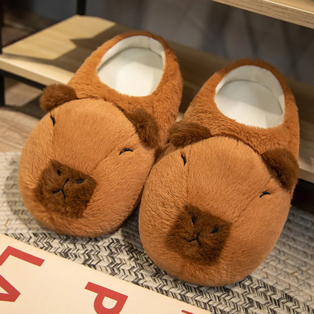 Women Cute Capybara Slippers Anti-Skid Capybara Animal Slippers Soft Cartoon Capybara Slippers Comfortable Indoor Home Slippers