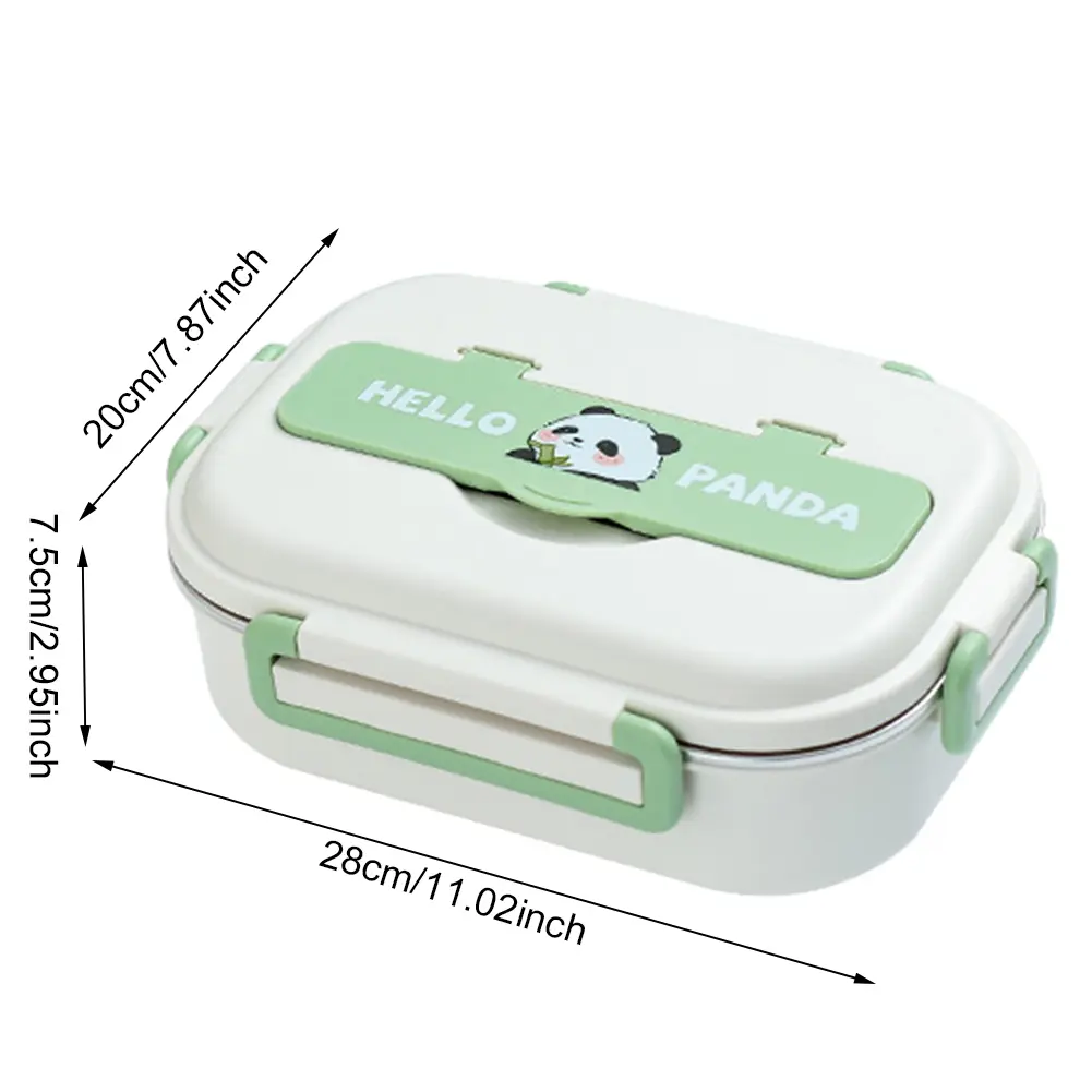 Stainless Steel Leakproof Lunch Box Microwave Safe 2/4/5 Grids with Cutlery Set Panda for Adults Kids for Children School Picnic
