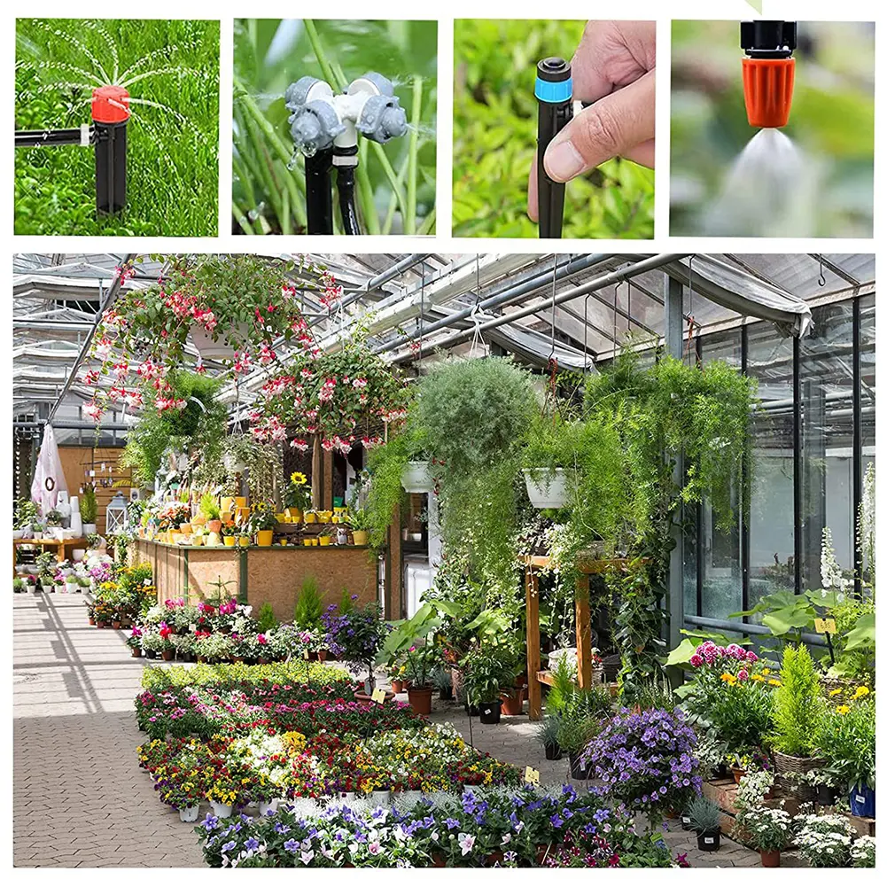 200FT Patio Misting Plant Watering System with 1/4 Inch 1/2 Inch Irrigation Tubing Hose Automatic Garden Watering Misting System