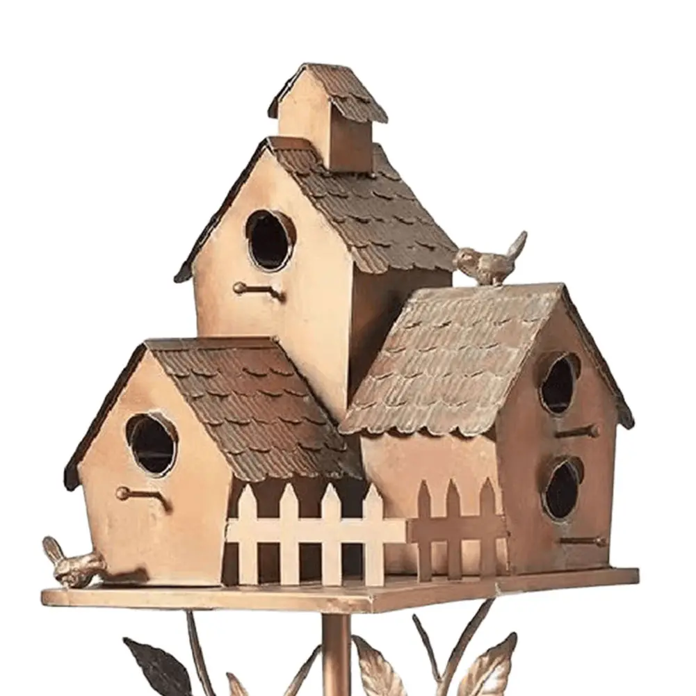 Birdhouse Garden Stakes Metal Bird House with Pole Garden Outdoor Metal Birdhouse Decoration for Garden Yard Decoration