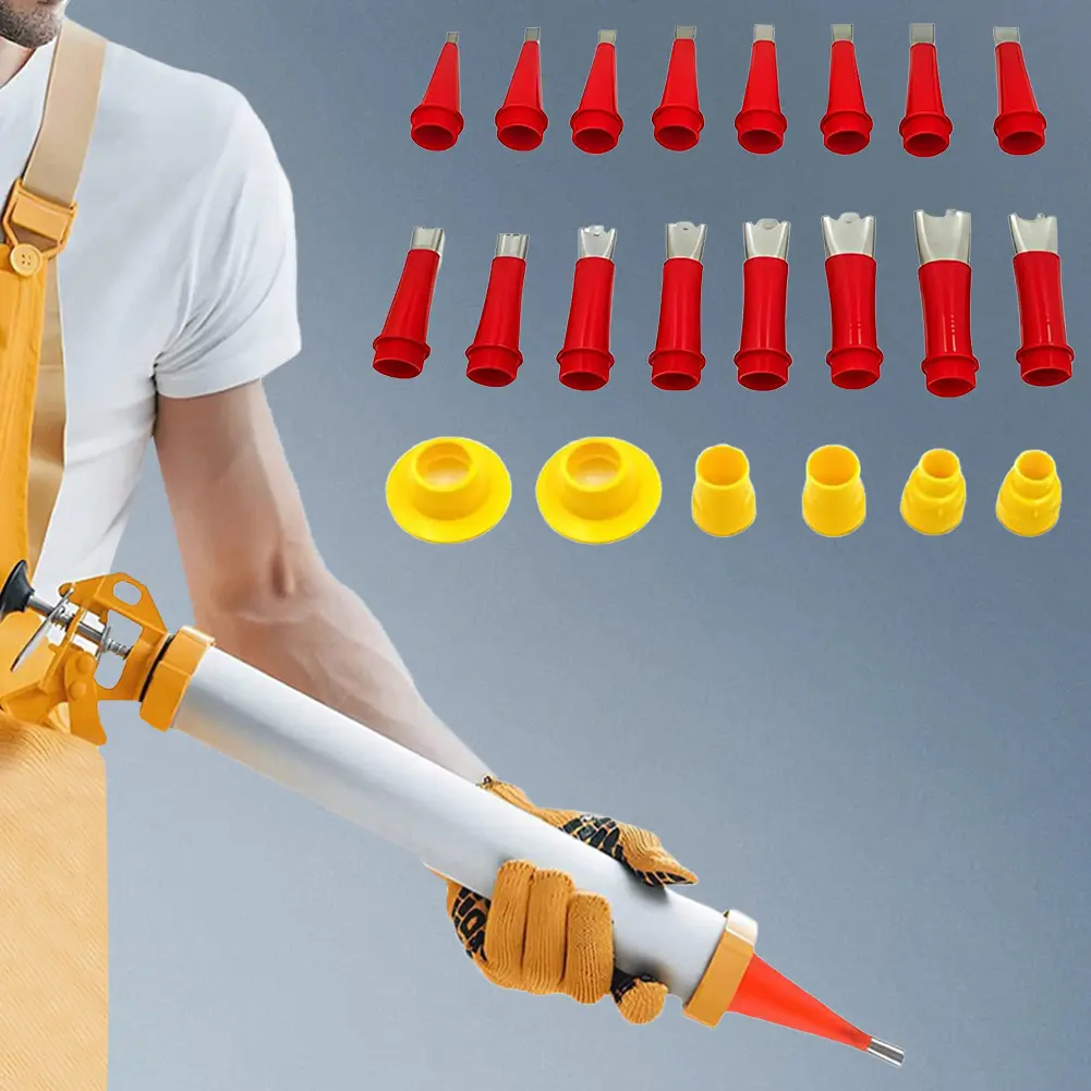 22PCS Stainless Steel Caulk Nozzle Applicator with Rubber Base Caulking Finisher Caulking Nozzle for Kitchen Bathroom Sink Joint