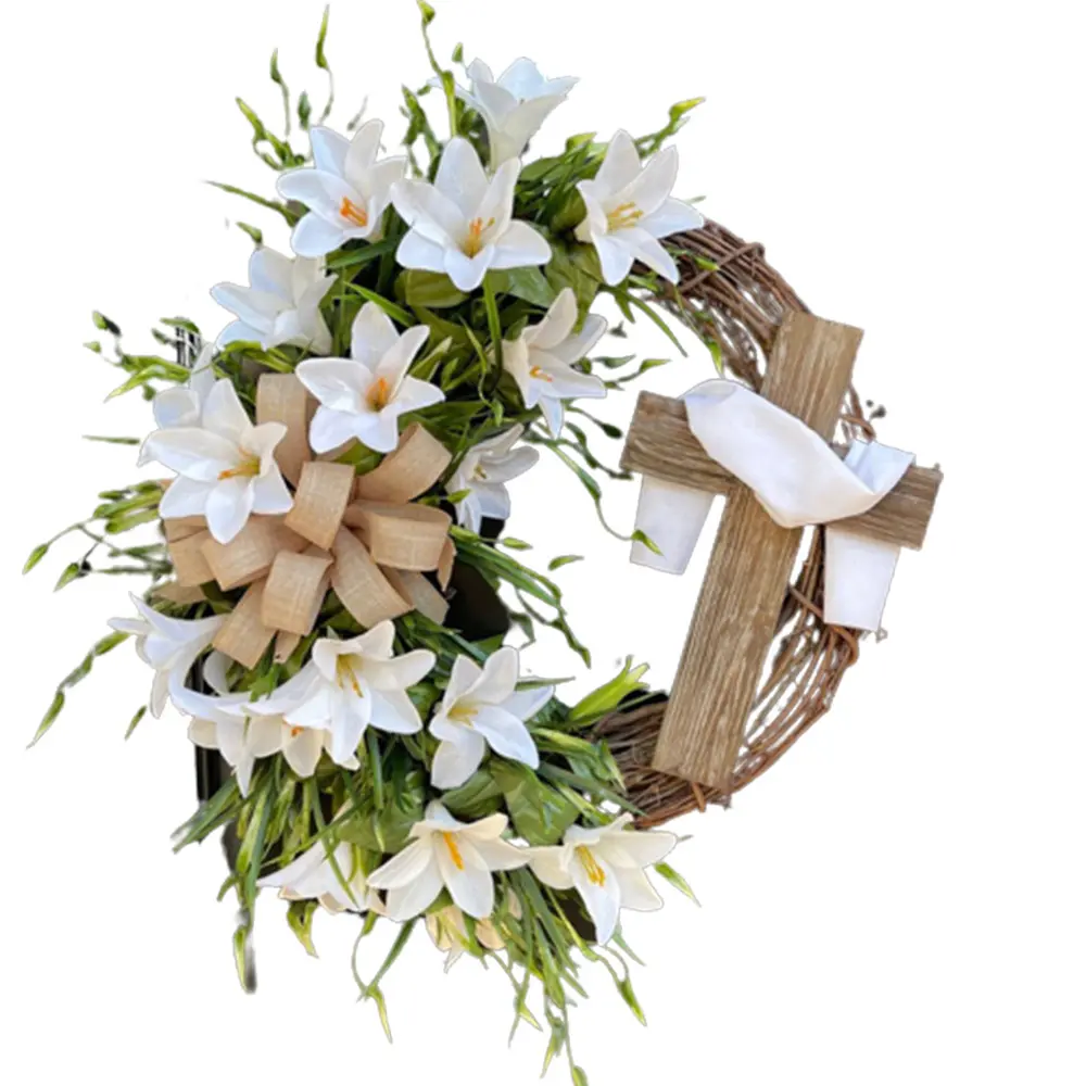 Easter Bunny Wreath Easter Wreath with Bow Spring Wreath Hanging Wreath for Home Door Garden Party Holiday Decorations