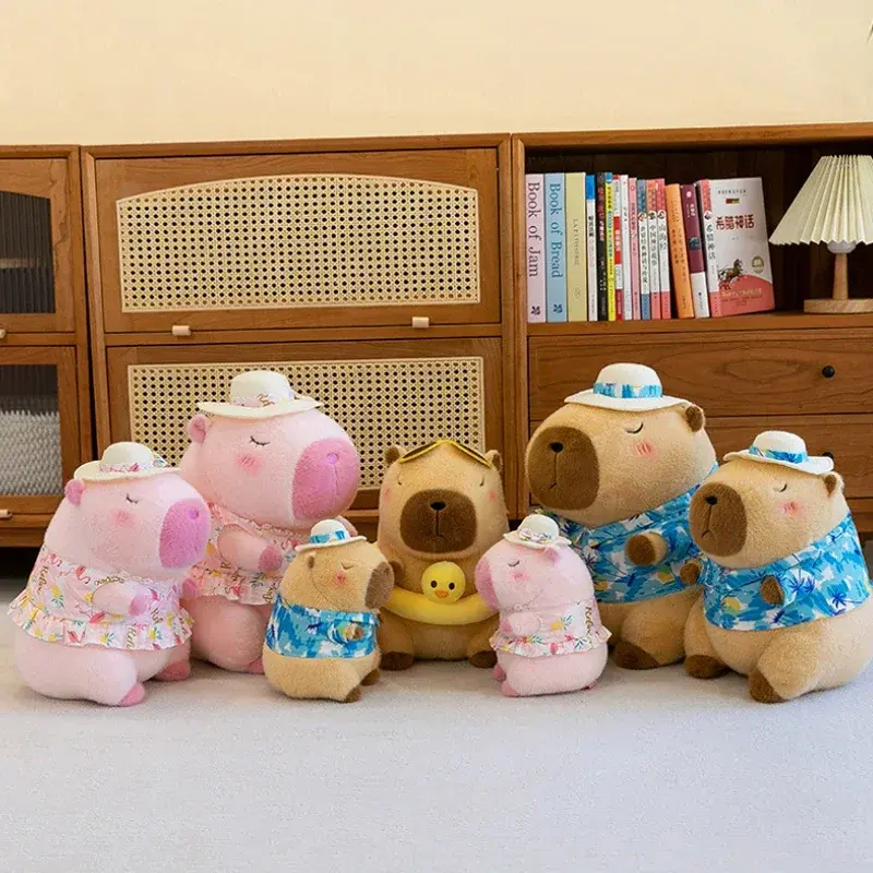 Yellow Duck Swim Ring Capybara Plush Toy Cute Simulation Beachwear Capibara Kawaii Stuffed Animal kapibala Birthday Travel Gifts