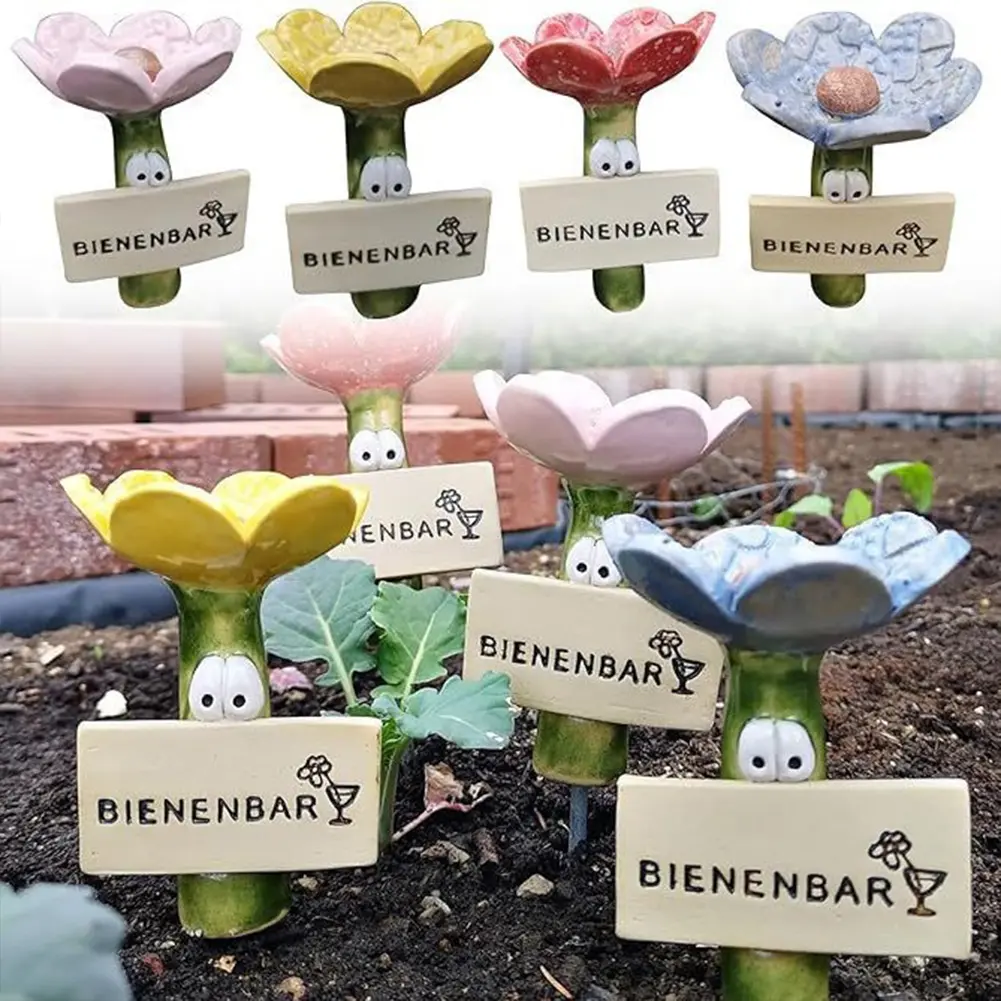 Insect Drinker Resin Simulated Flower Shaped Insect Drinking Tool Bee Drinking Stations Butterfly Drinking Cups for Garden Decor