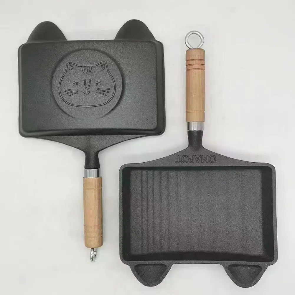 Cast Iron Omelette Pan with Handle Frying Pan Pre-Seasoned Skillet Chefs Pan for Cooking Baking Frying