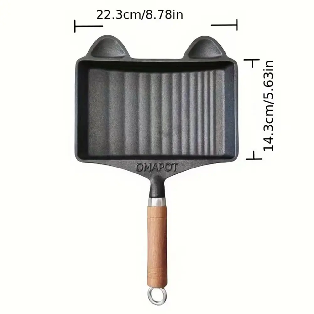 Cast Iron Omelette Pan with Handle Frying Pan Pre-Seasoned Skillet Chefs Pan for Cooking Baking Frying