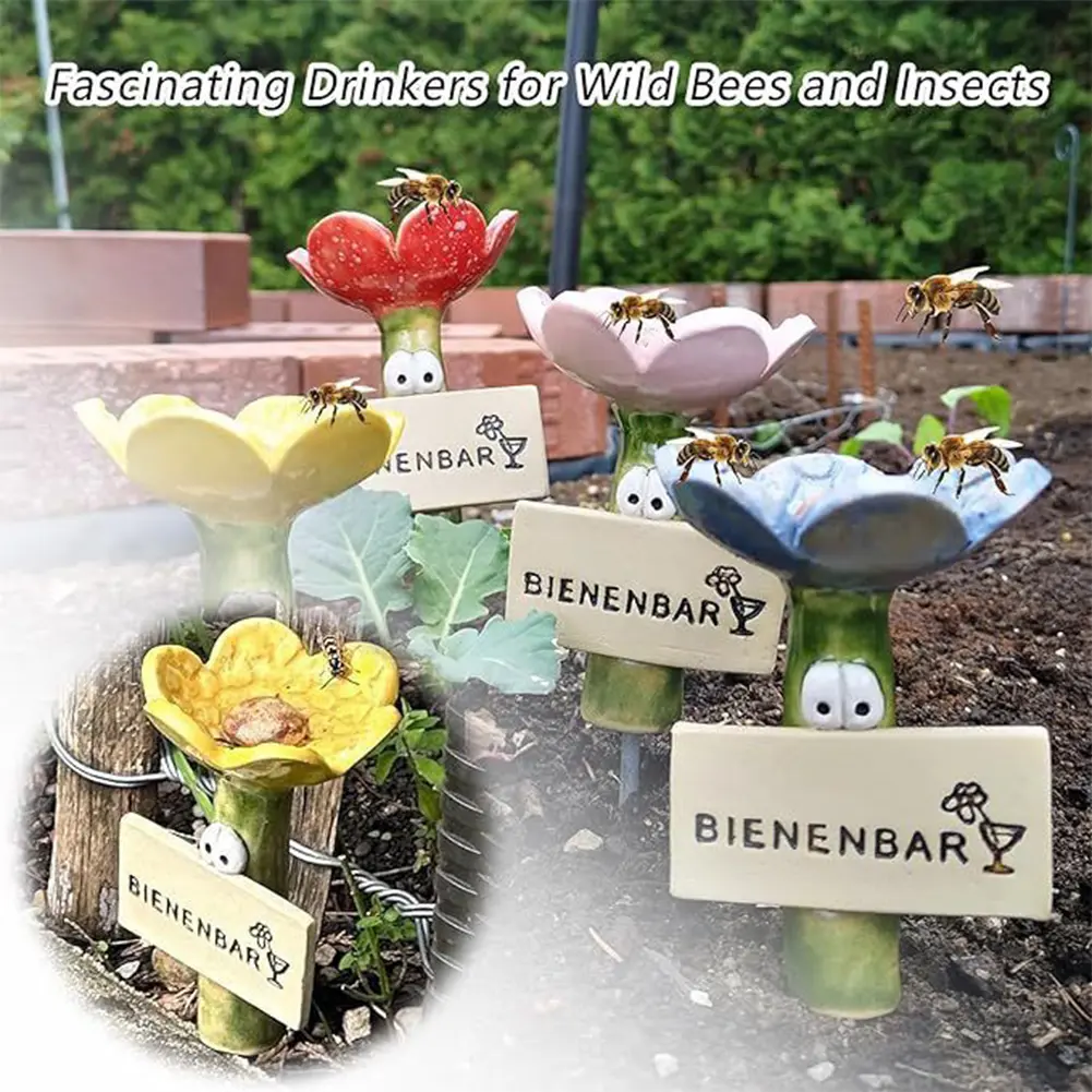 Insect Drinker Resin Simulated Flower Shaped Insect Drinking Tool Bee Drinking Stations Butterfly Drinking Cups for Garden Decor