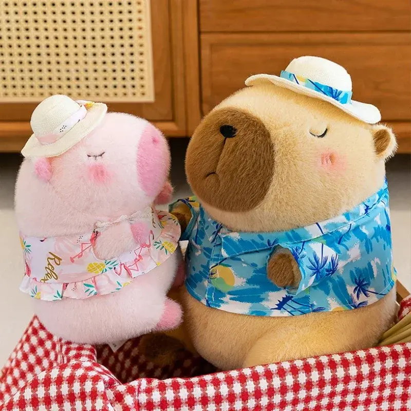 Yellow Duck Swim Ring Capybara Plush Toy Cute Simulation Beachwear Capibara Kawaii Stuffed Animal kapibala Birthday Travel Gifts