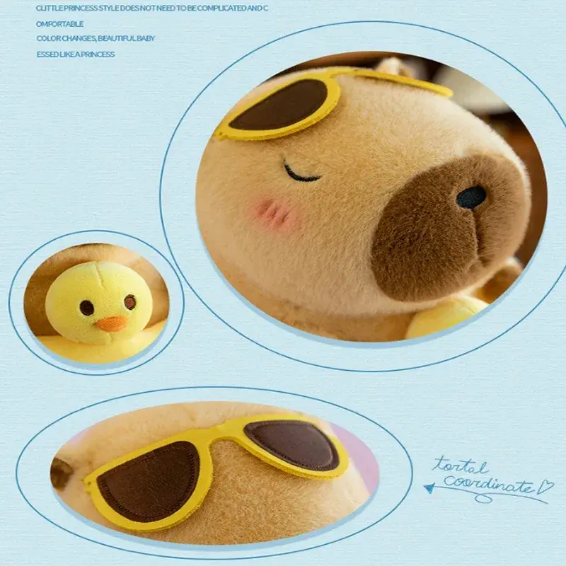Yellow Duck Swim Ring Capybara Plush Toy Cute Simulation Beachwear Capibara Kawaii Stuffed Animal kapibala Birthday Travel Gifts