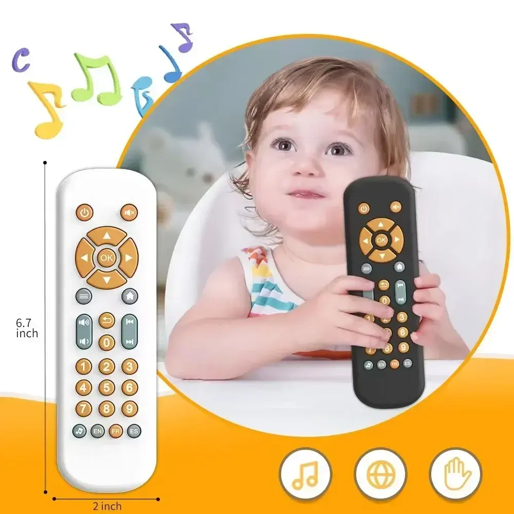 Infant Simulation TV Remote Control Toys with Music and Light Musical Baby Toy Sensory Remote Kids Baby Toys for 1 2 3 Years Old