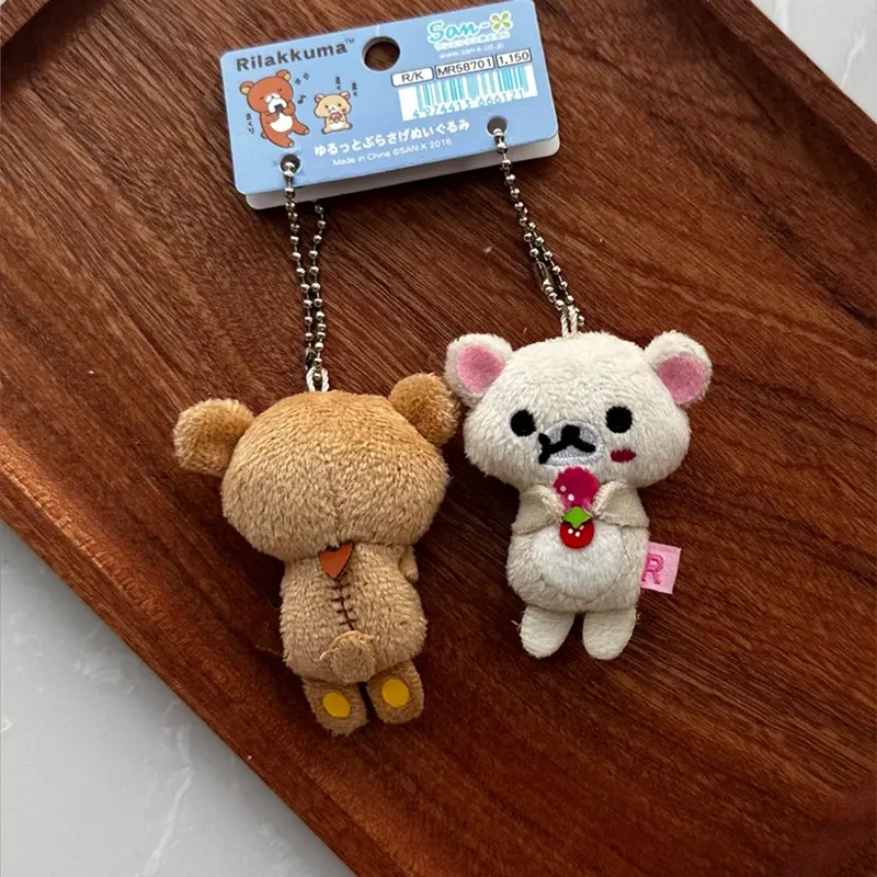 Kawaii Korilakkuma Plush Pendant Cartoon Figure Charm Rilakkuma Bag Accessory Key Chain Vintage Daily Life Series Girl Toys