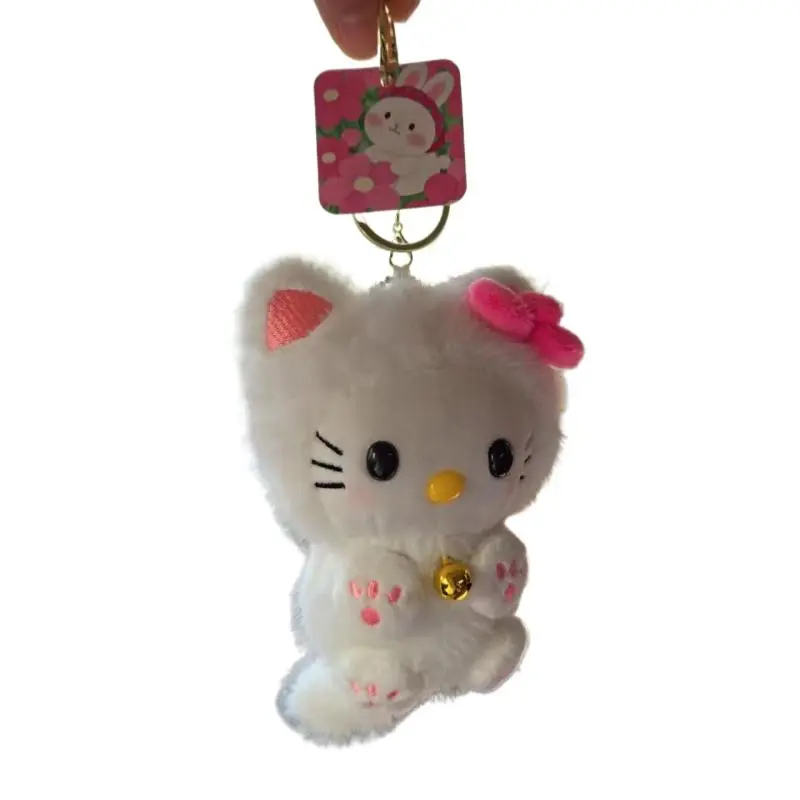 Kawaii Sanrio Hello Kitty Long Tail Doll Keychain Kawaii Black Kt Cat Animation Peripheral Pendant Toys Bag Pendant