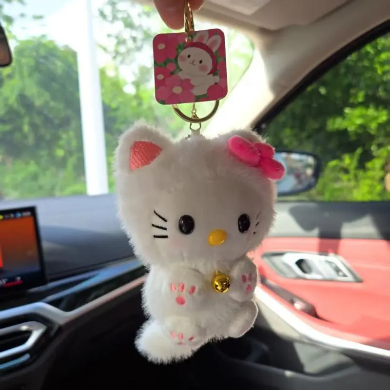 Kawaii Sanrio Hello Kitty Long Tail Doll Keychain Kawaii Black Kt Cat Animation Peripheral Pendant Toys Bag Pendant