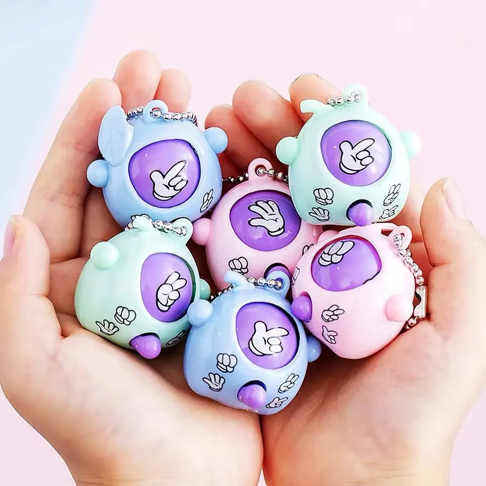 1/5/10Pcs Mini Pop Keychains Toddler Sensory Fidget Toys Rock-paper-scissors Game for Kids Birthday Party Favors Guests Gifts