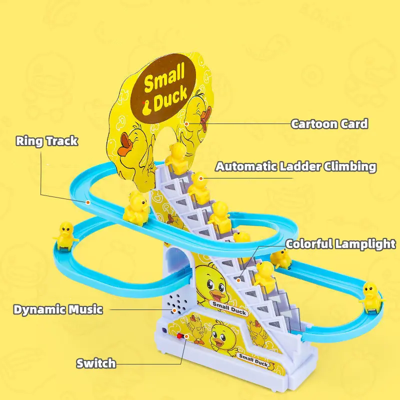 Baby Cute Duck Pig Electronic Climbing Stairs Track Slide Pets Toys LED Lights Musical Kids Educational Game Toy Christmas Gifts