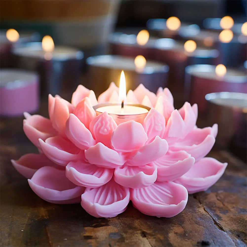 3D Lotus Shaped Candle Silicone Mold Lotus Cake Chocolate Silicone Mold Flower Peony Candle Mold Glue Plaster Crafts Mold
