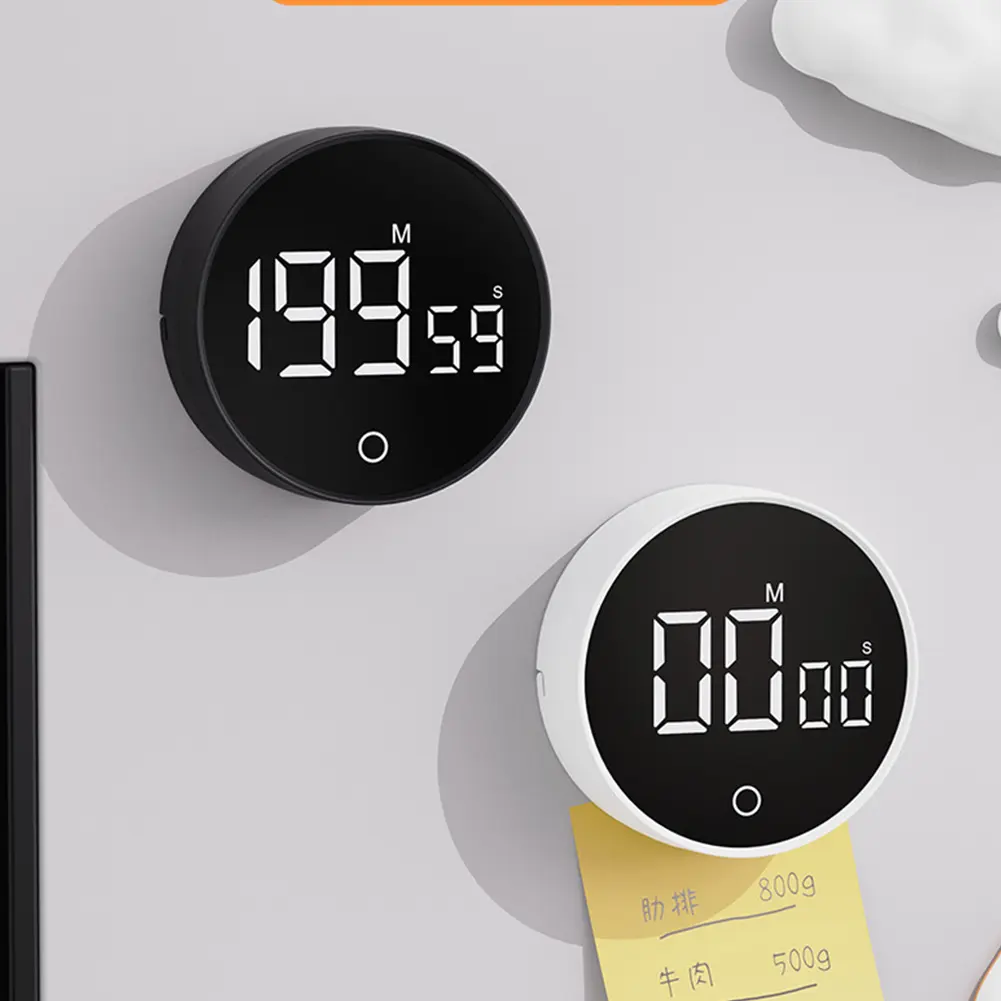 Magnetic LED Digital Kitchen Timer Large LED Display Mechanical Remind Alarm Countdown Countup Timer for Cooking Shower Study